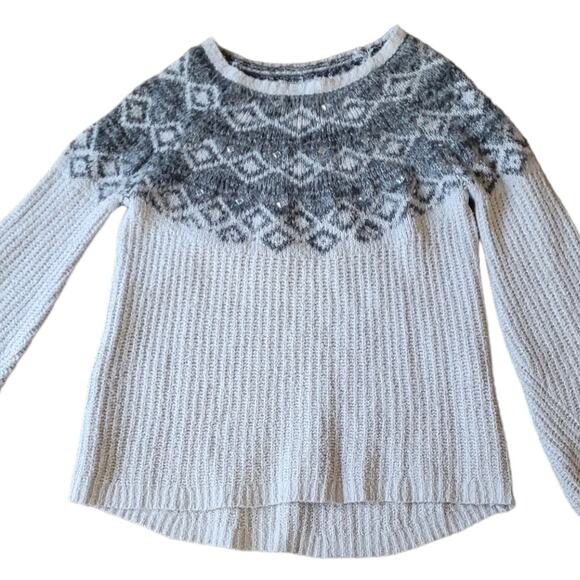 Justice Fair Isle Rhinestone Knit Sweater Women's Large Nordic Cozycore Hugge - Picture 6 of 9